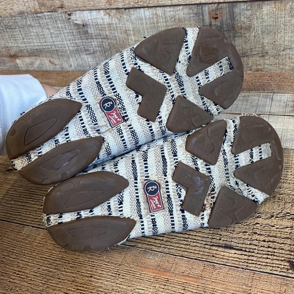 Tony Lama Boat Shoes Womens 6.5B Lindale Lace Up Black Tan Woven Flats‎ - Picture 11 of 14